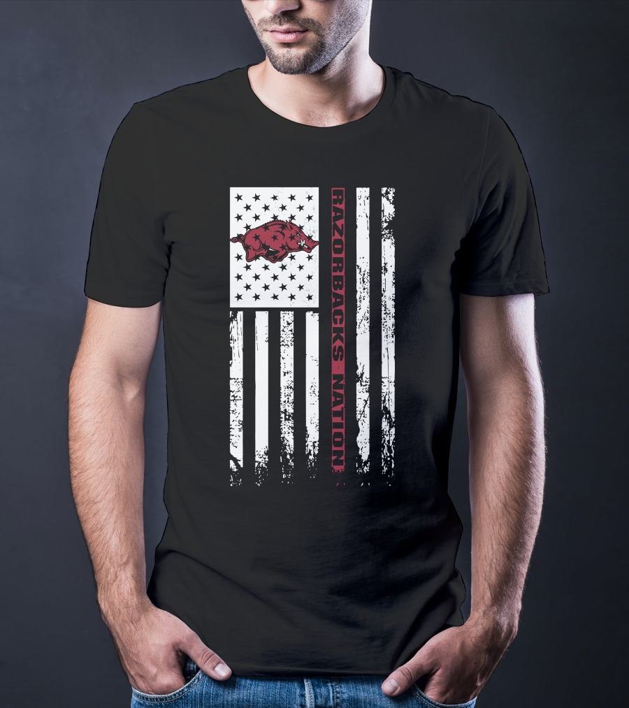 Arkansas Razorbacks Nation Flag Usa T-Shirt