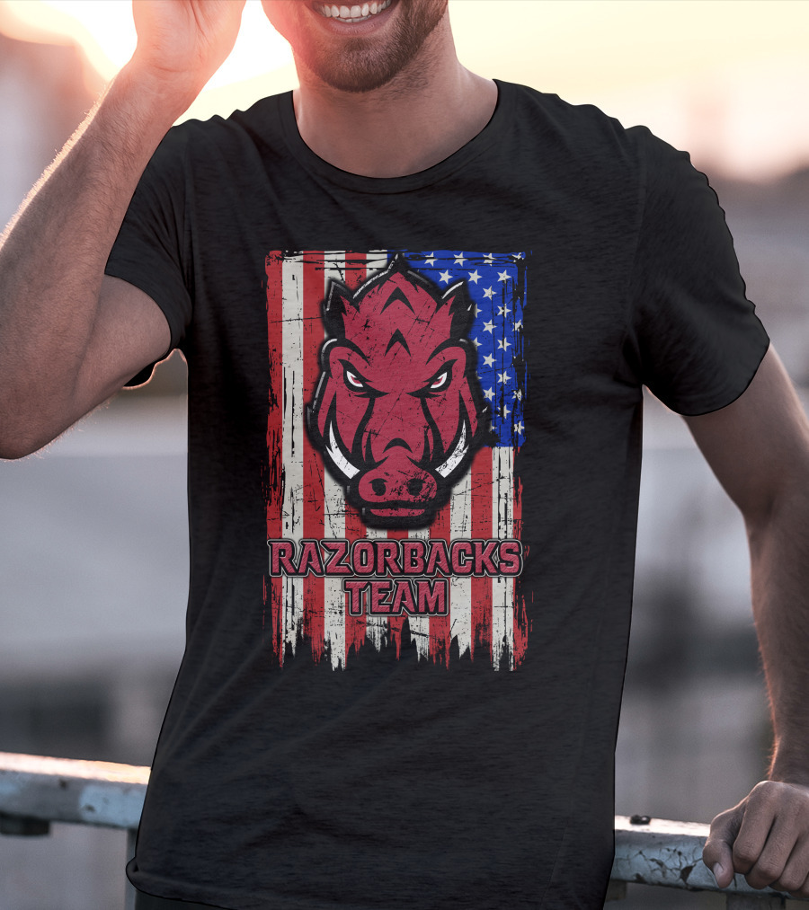 Razorbacks Team Arkansas Flag T-Shirt