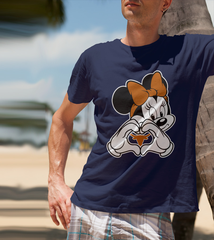 Texas Longhorns Minnie Mouse Heart Hands T-Shirt