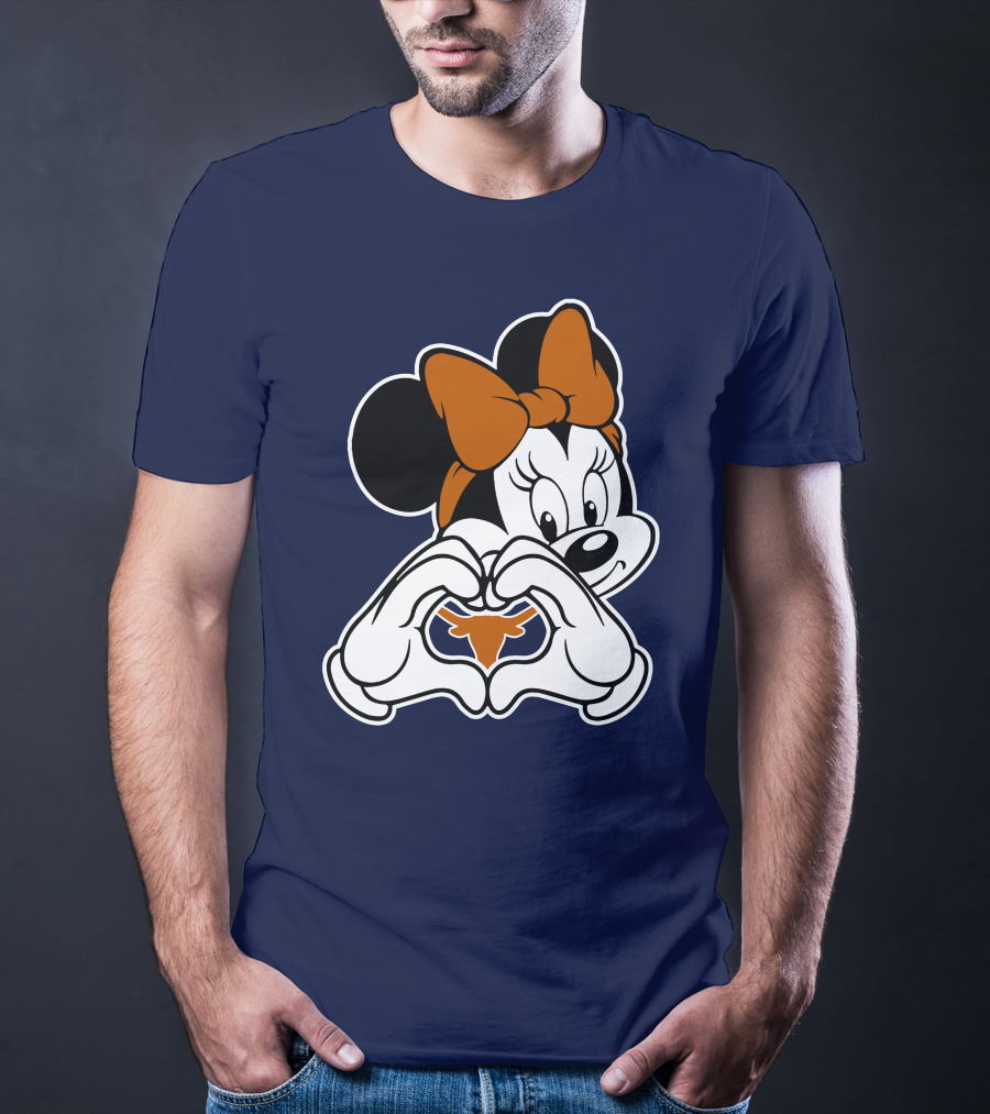 Texas Longhorns Minnie Mouse Heart Hands T-Shirt