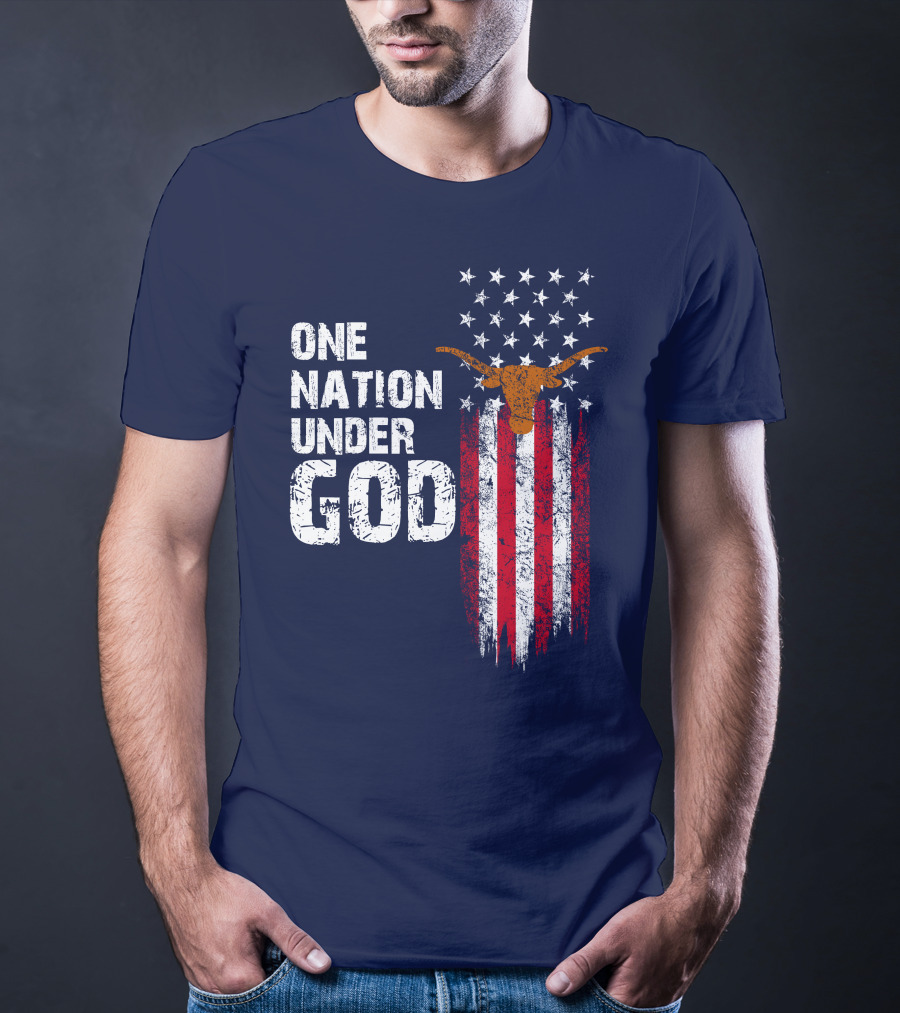 One Nation Under God Texas Longhorns Flag Usa T-Shirt