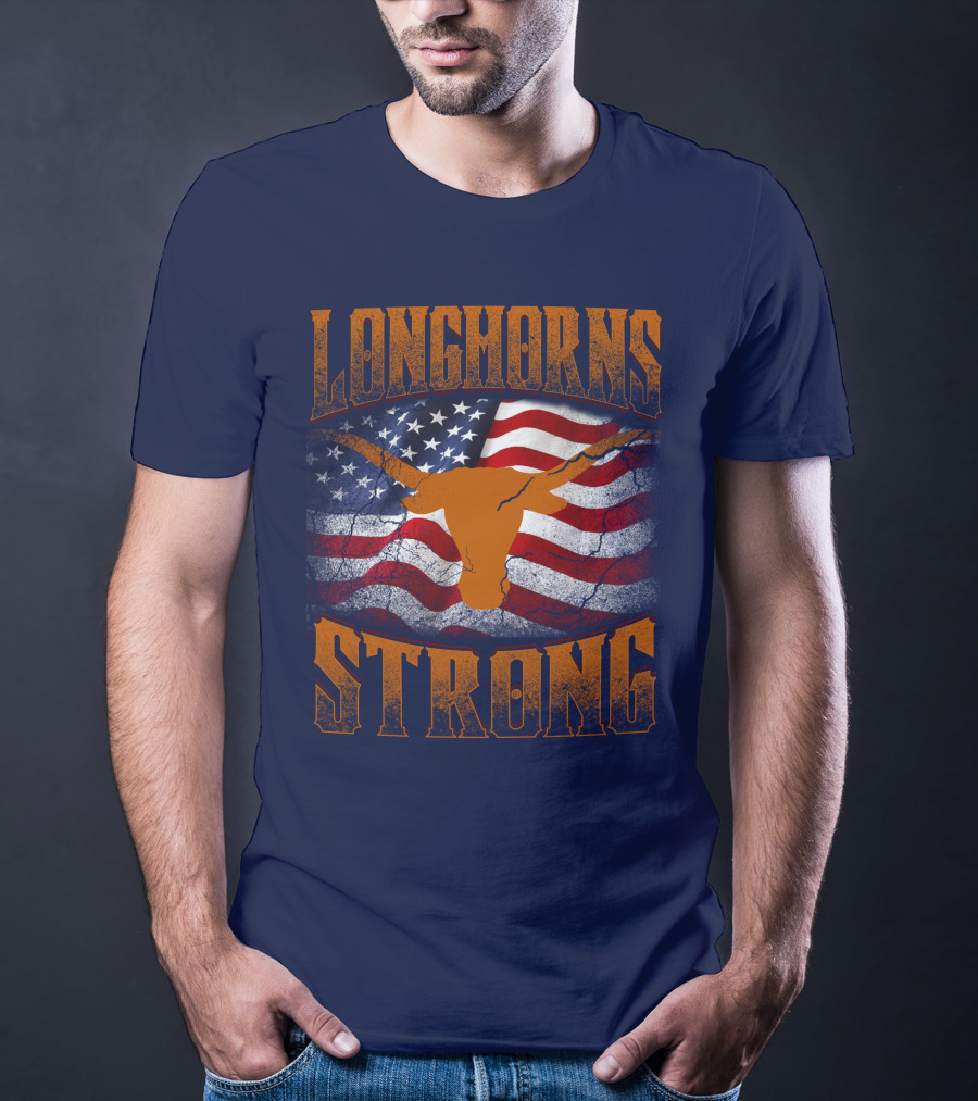 Longhorns Strong American Flag T-Shirt