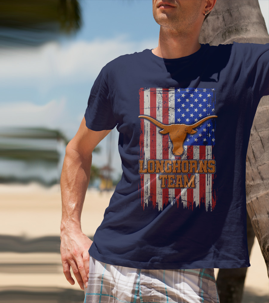 Longhorns Team American Flag T-Shirt