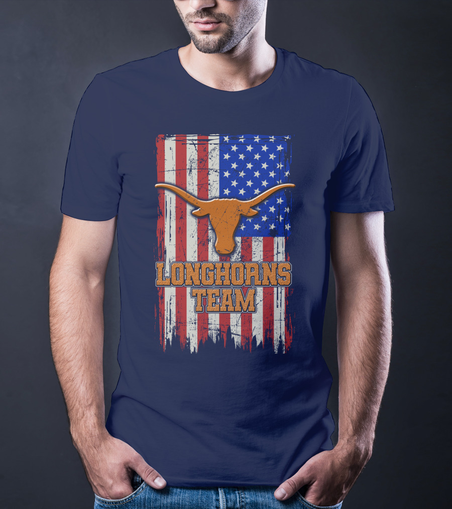 Longhorns Team American Flag T-Shirt