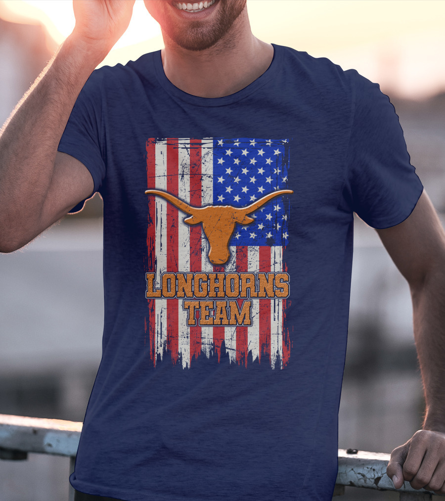 Longhorns Team American Flag T-Shirt