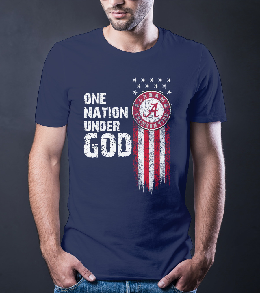 One Nation Under God Alabama Crimson Tide Stars And Stripes T-Shirt