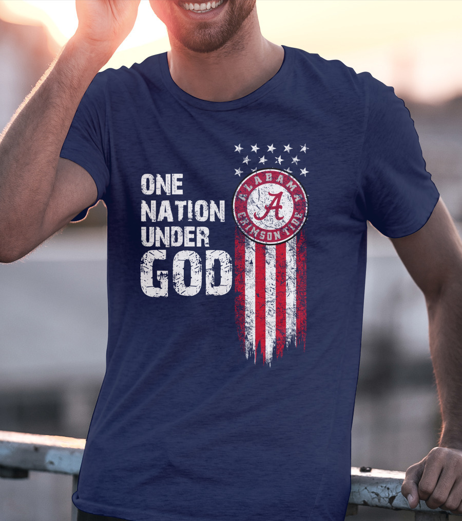 One Nation Under God Alabama Crimson Tide Stars And Stripes T-Shirt