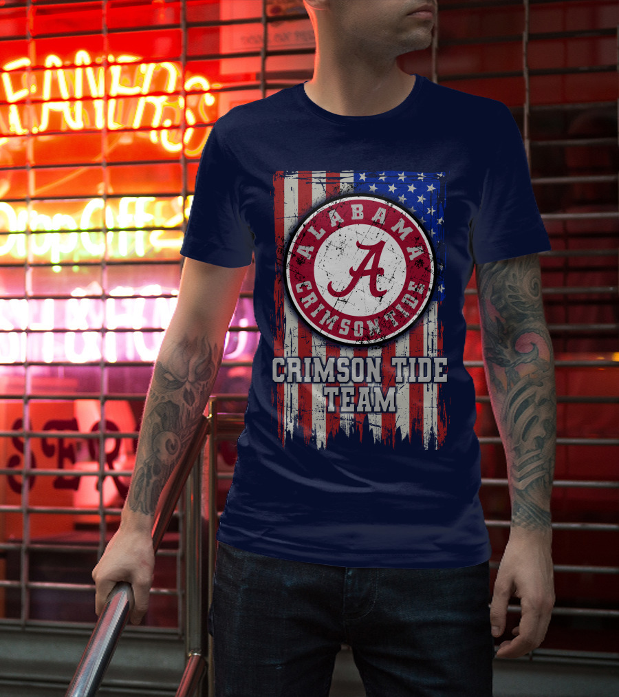 Alabama Crimson Tide Team Flag Usa T-Shirt