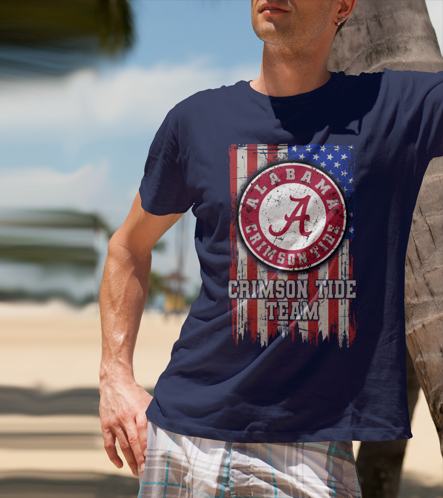 Alabama Crimson Tide Team Flag Usa T-Shirt