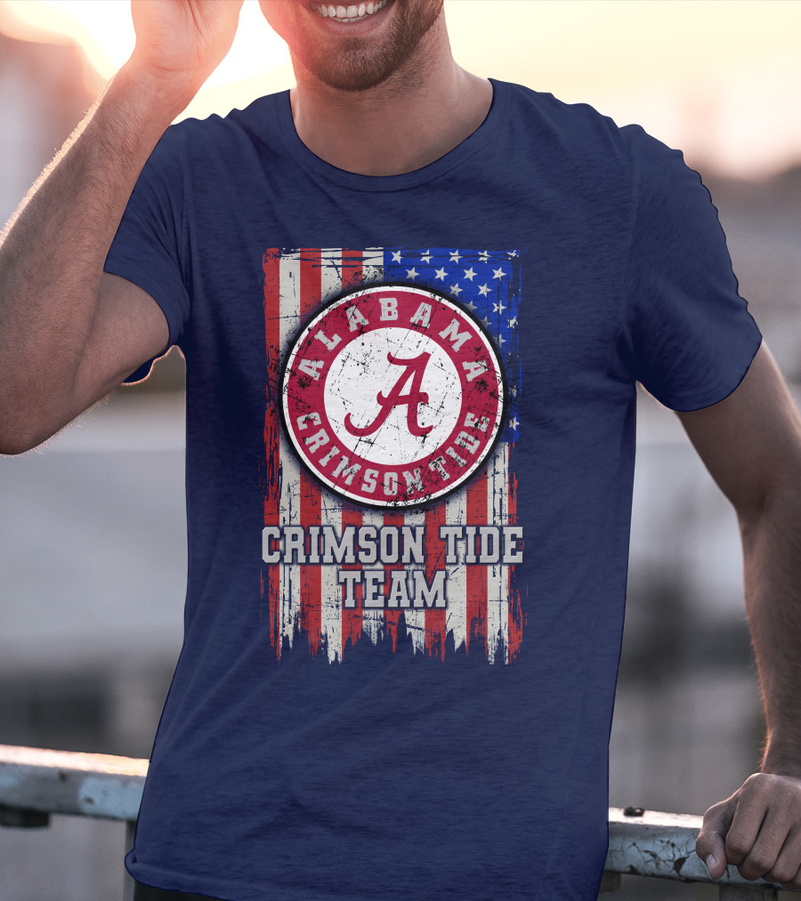 Alabama Crimson Tide Team Flag Usa T-Shirt