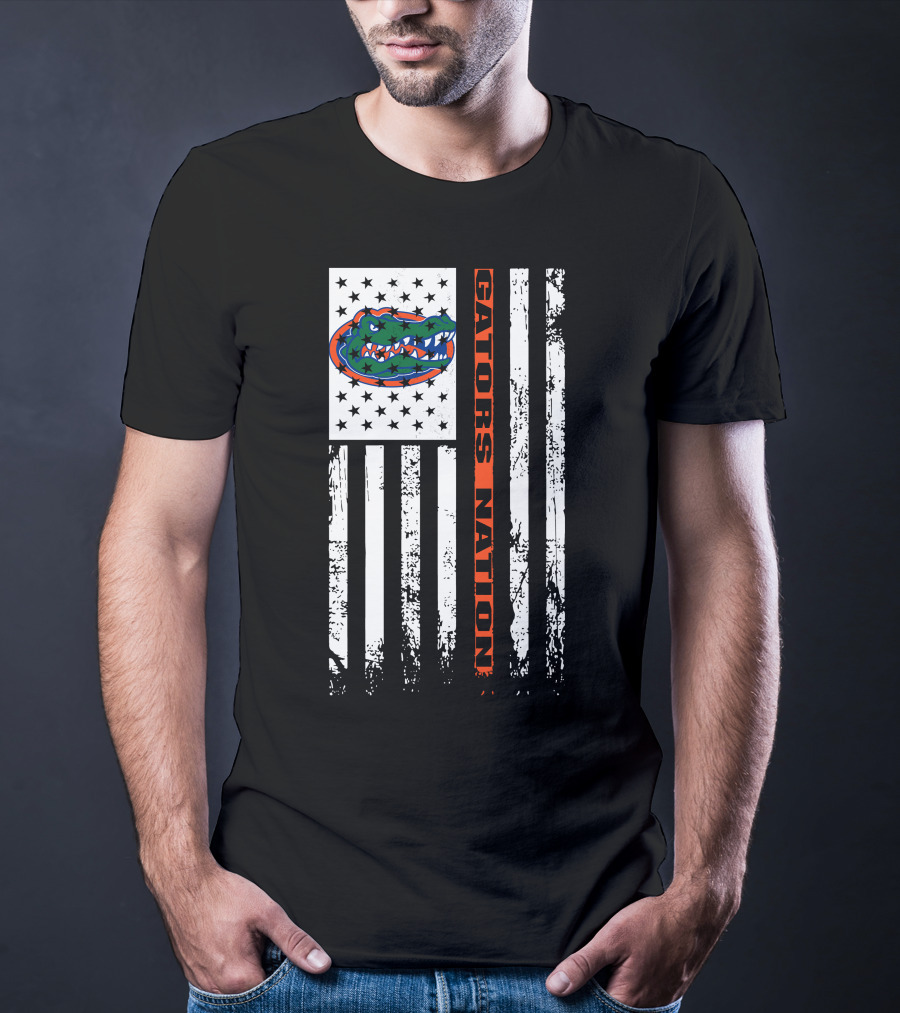 Gators Nation Florida Gators American Flag T-Shirt