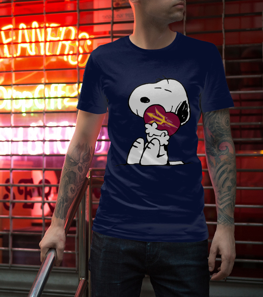 Arizona State Sun Devils Snoopy Heart Hugging T-Shirt