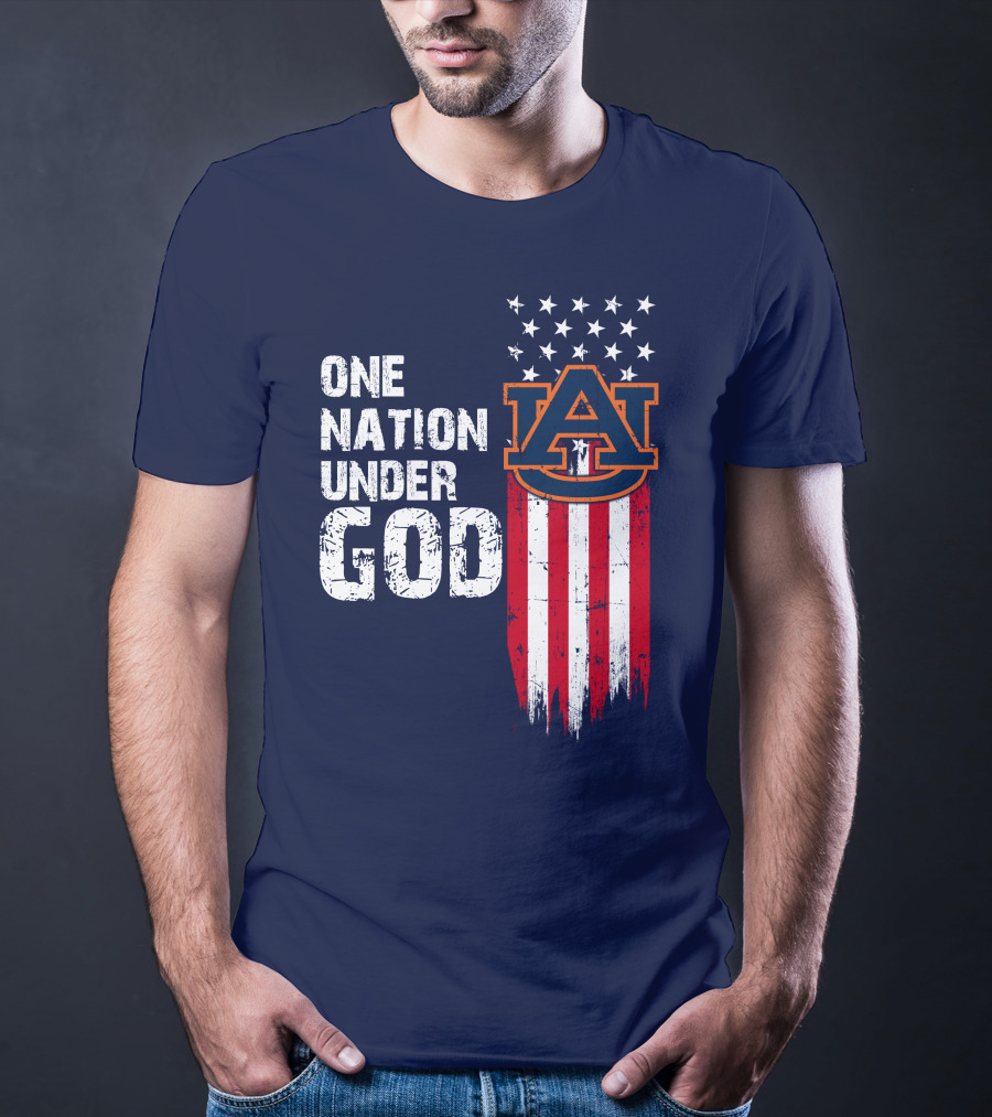 One Nation Under God Auburn Tigers Logo Stars And Stripes T-Shirt