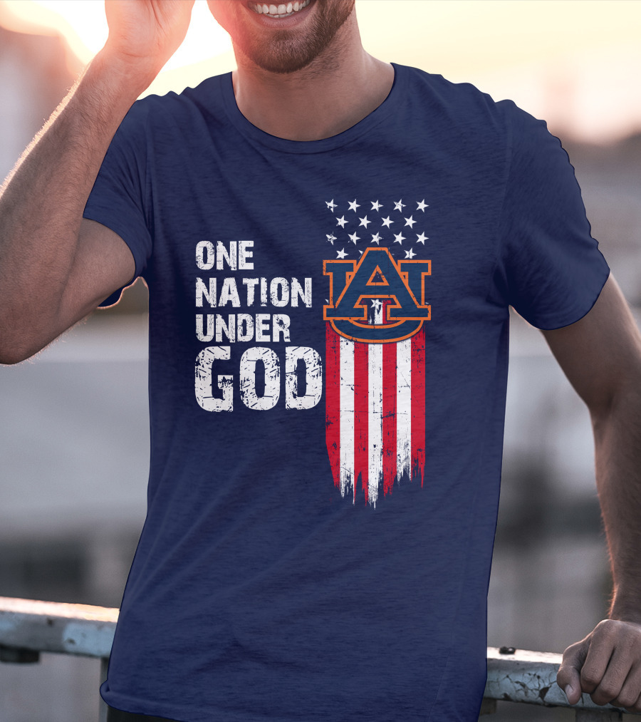 One Nation Under God Auburn Tigers Logo Stars And Stripes T-Shirt