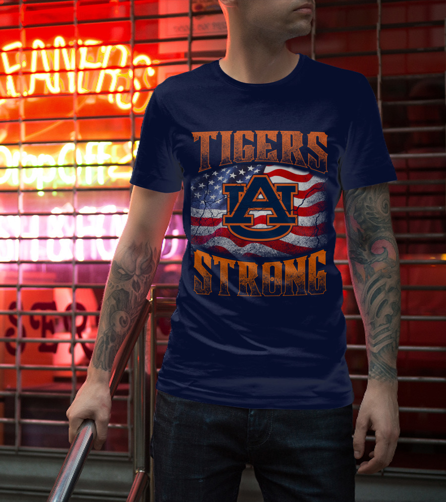 Auburn Tigers Strong American Flag T-Shirt