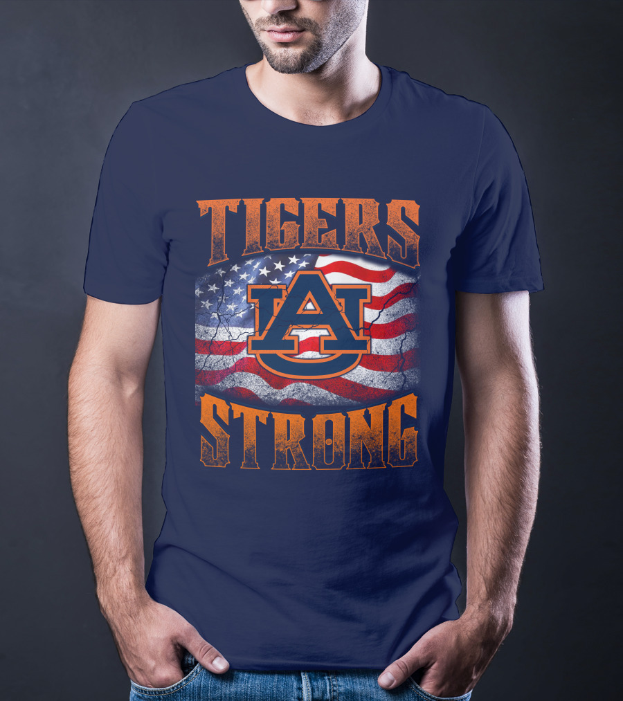 Auburn Tigers Strong American Flag T-Shirt