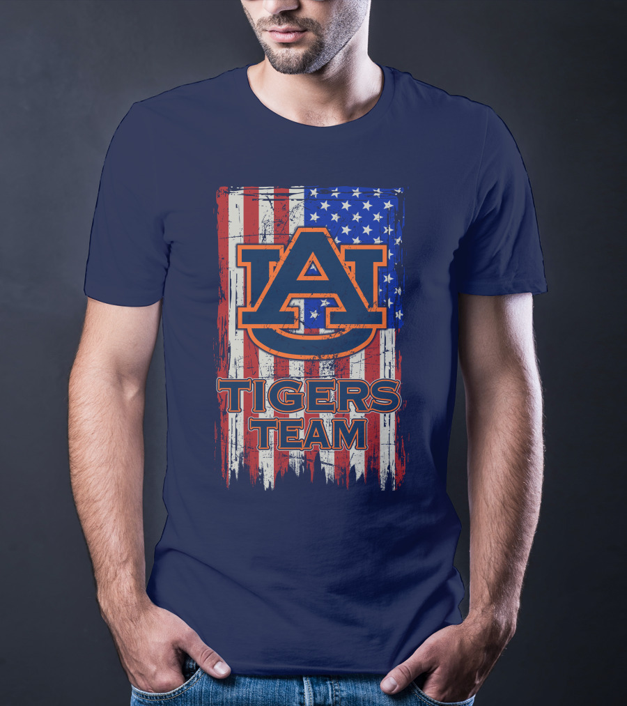 Auburn Tigers Team American Flag T-Shirt