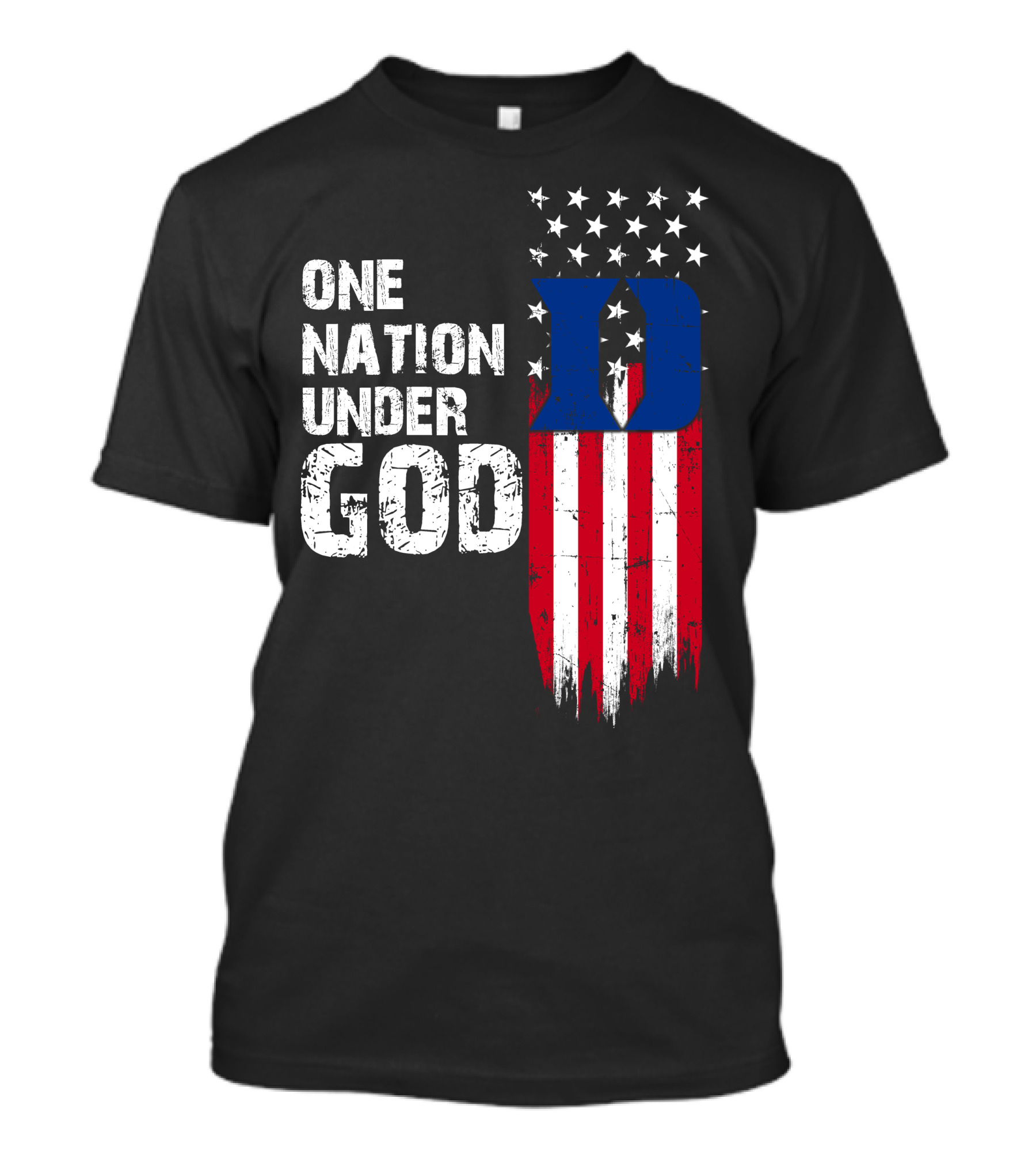 One Nation Under God Duke Blue Devils Usa Flag Stars And Stripes T-Shirt
