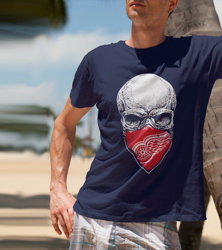 Detroit Redwings Skull Logo Bandana T-Shirt