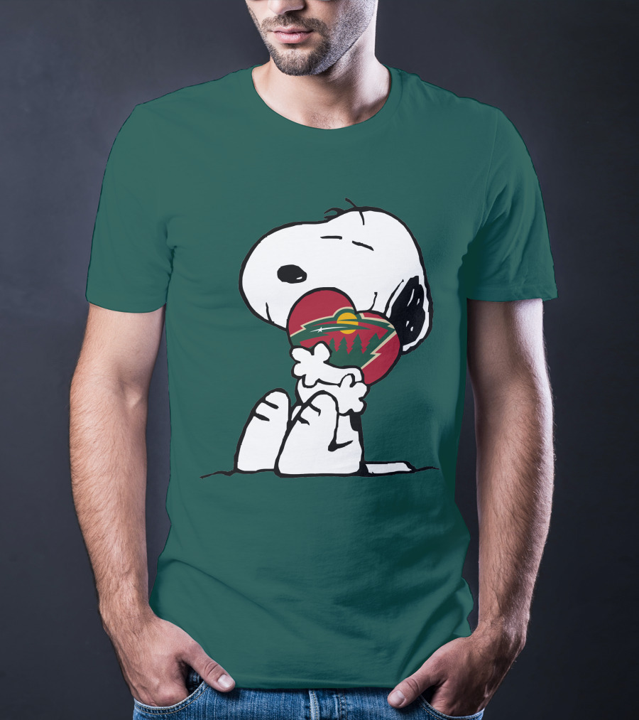 Snoopy Holding Minnesota Wild Heart T-Shirt