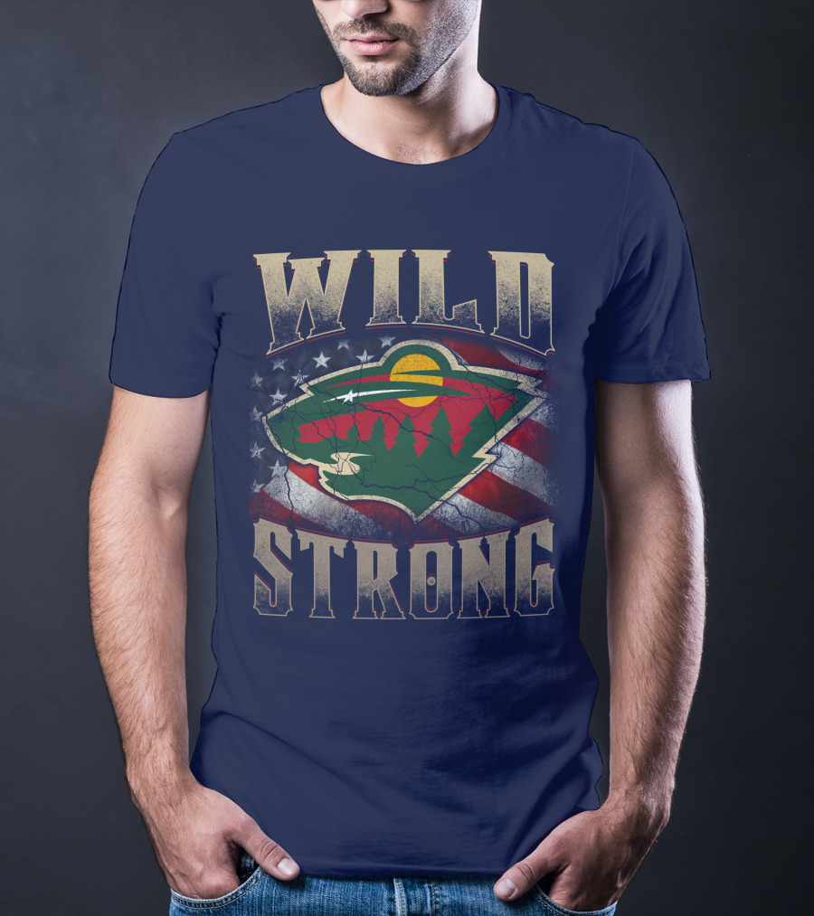 Wild Strong Minnesota Wild Logo American Flag T-Shirt