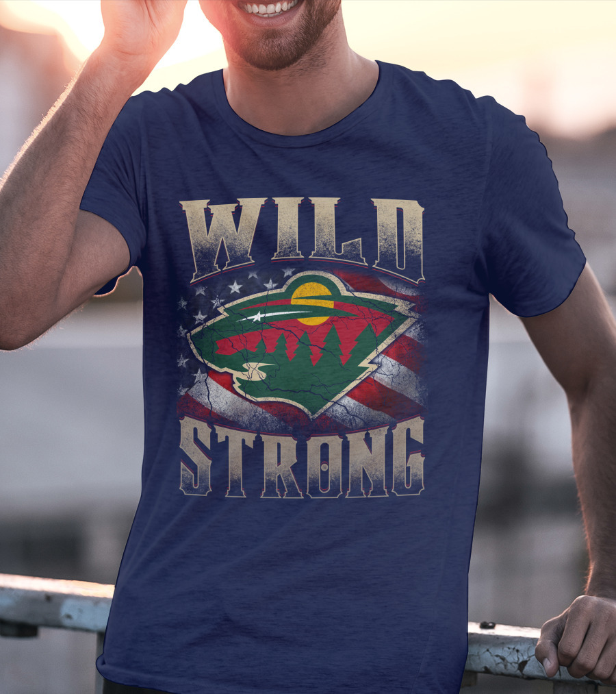 Wild Strong Minnesota Wild Logo American Flag T-Shirt