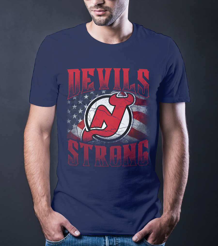New Jersey Devils Strong Usa Flag T-Shirt