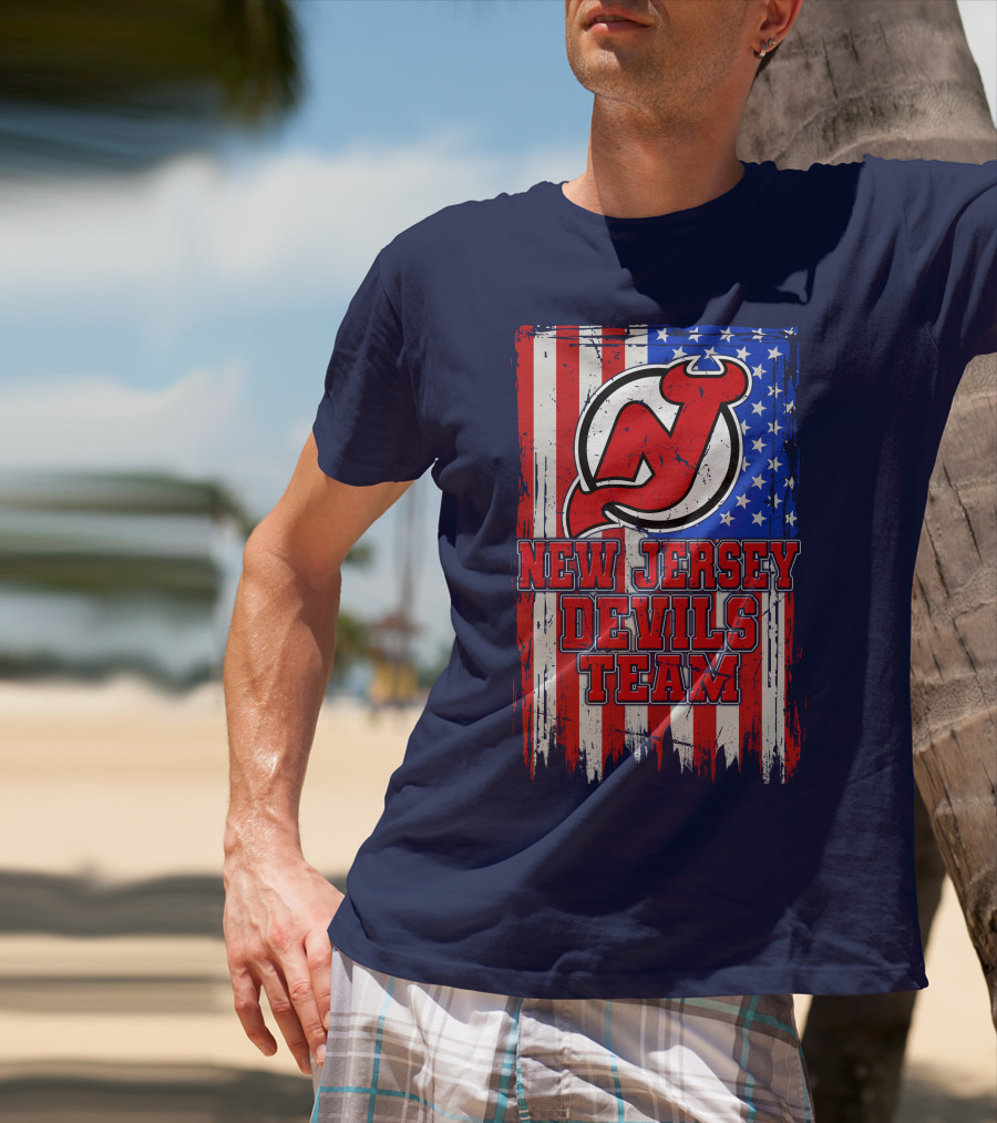 New Jersey Devils Team American Flag T-Shirt