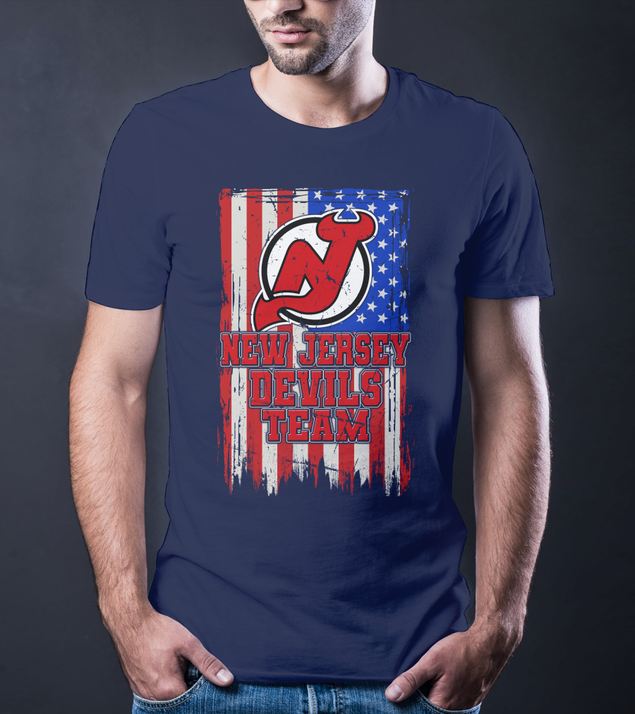 New Jersey Devils Team American Flag T-Shirt