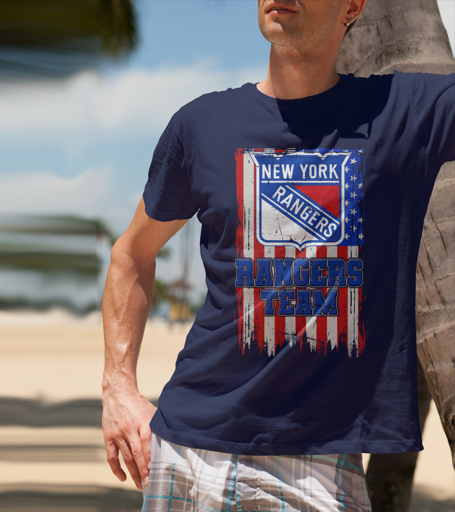 New York Rangers Team American Flag Style T-Shirt