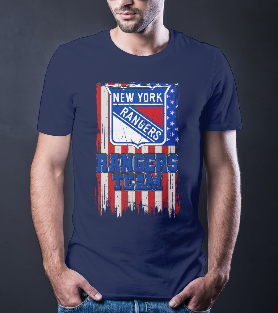 New York Rangers Team American Flag Style T-Shirt