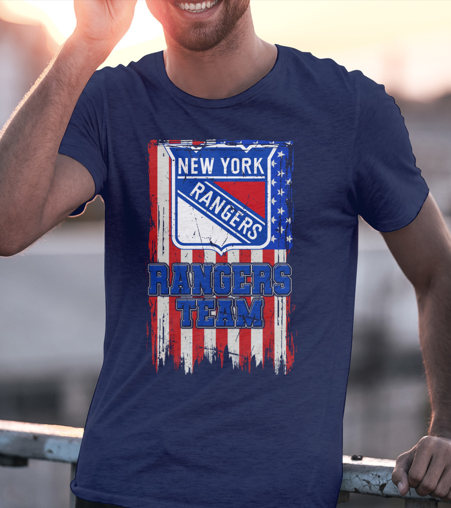 New York Rangers Team American Flag Style T-Shirt
