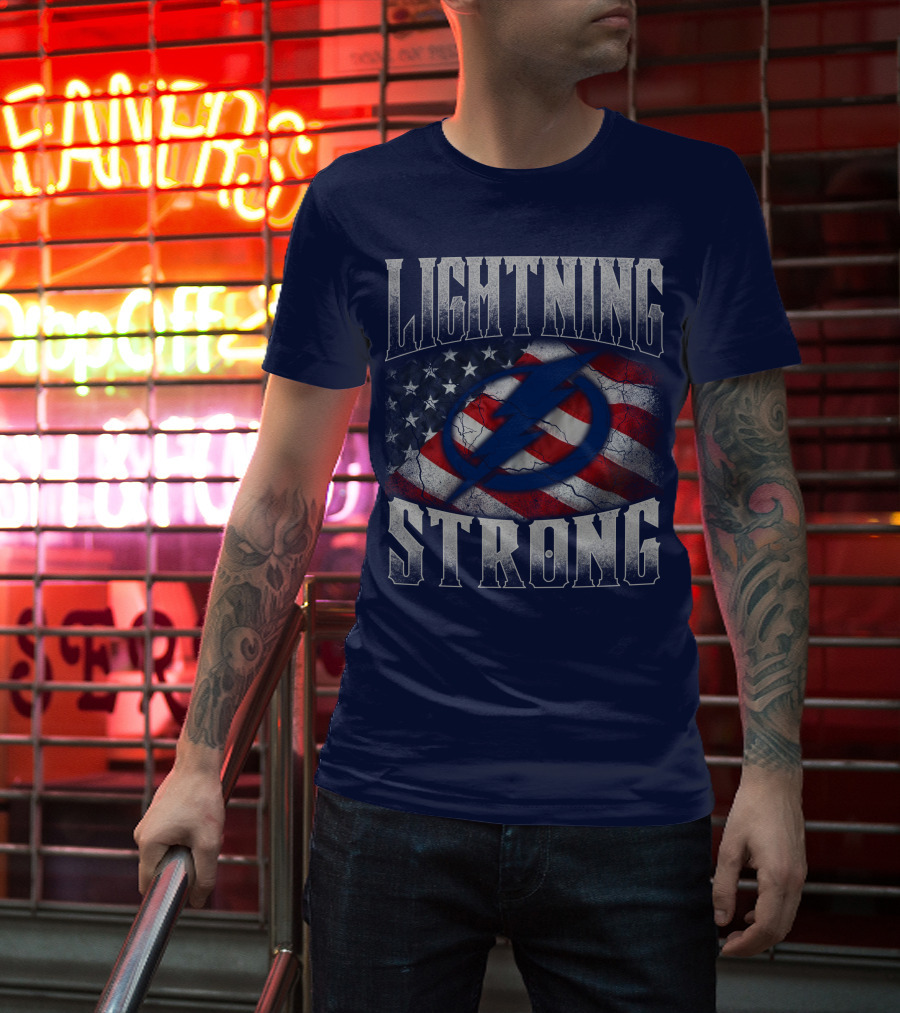 Tampa Bay Lightning Strong American Flag T-Shirt