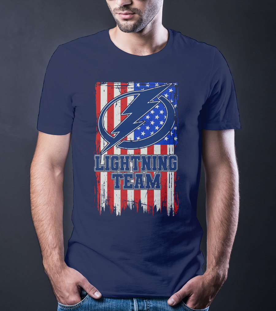 Tampa Bay Lightning Team American Flag T-Shirt