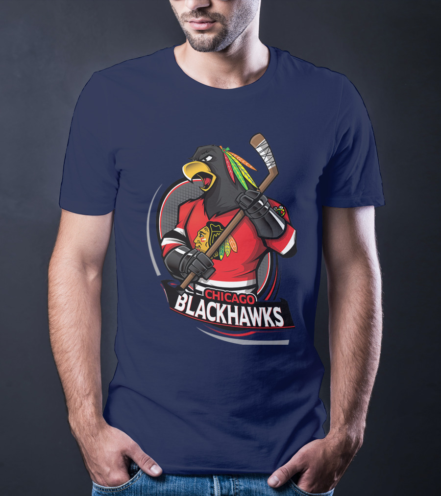 Chicago Blackhawks Hockey Logo Bird Mascot T-Shirt