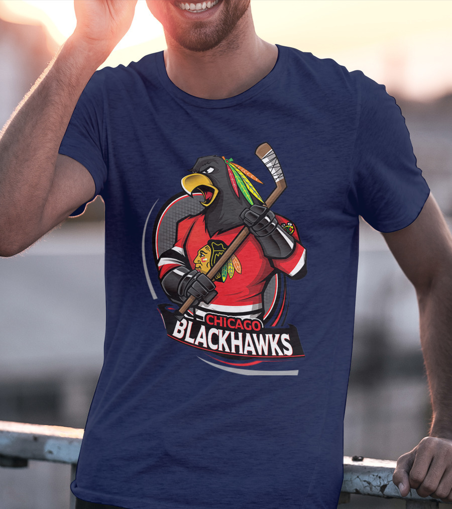 Chicago Blackhawks Hockey Logo Bird Mascot T-Shirt