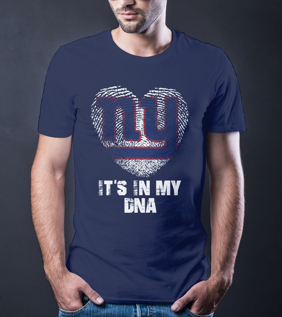 New York Giants It's In My Dna Heart Fingerprint T-Shirt