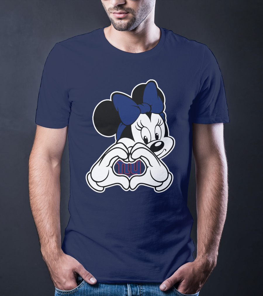 Minnie Mouse Heart Hands New York Giants Nfl Collaboration T-Shirt