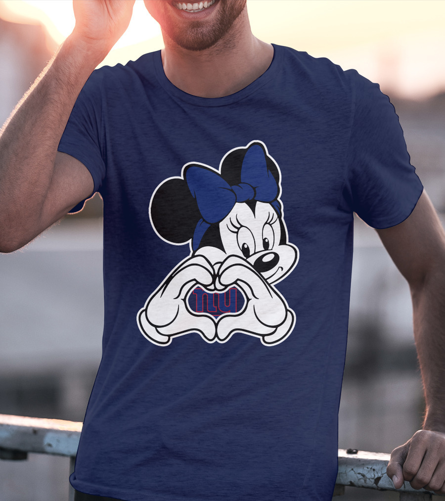 Minnie Mouse Heart Hands New York Giants Nfl Collaboration T-Shirt