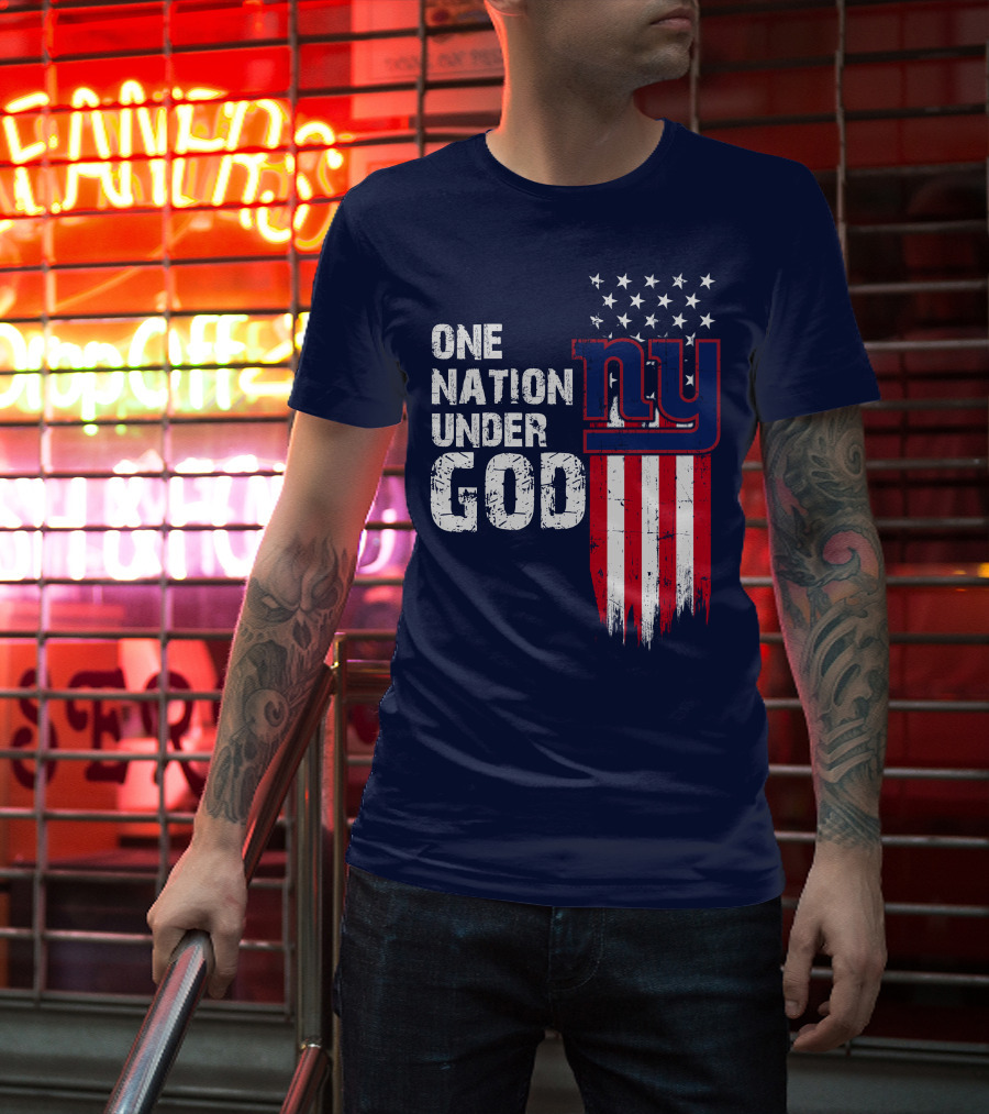 One Nation Under God Ny American Flag Design New York Giants T-Shirt