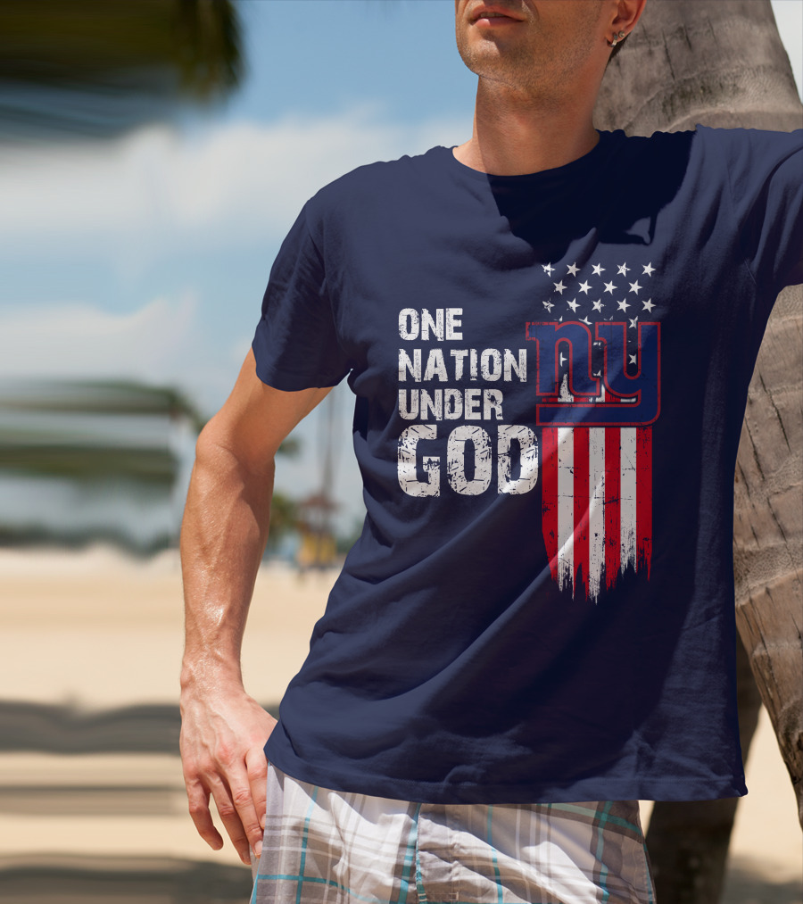 One Nation Under God Ny American Flag Design New York Giants T-Shirt