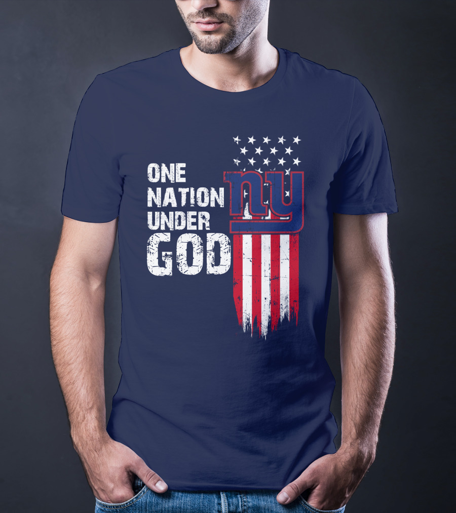 One Nation Under God Ny American Flag Design New York Giants T-Shirt