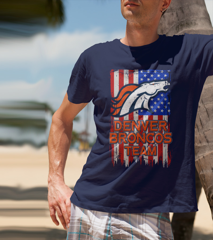 Denver Broncos Team American Flag T-Shirt