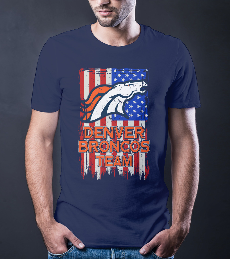 Denver Broncos Team American Flag T-Shirt