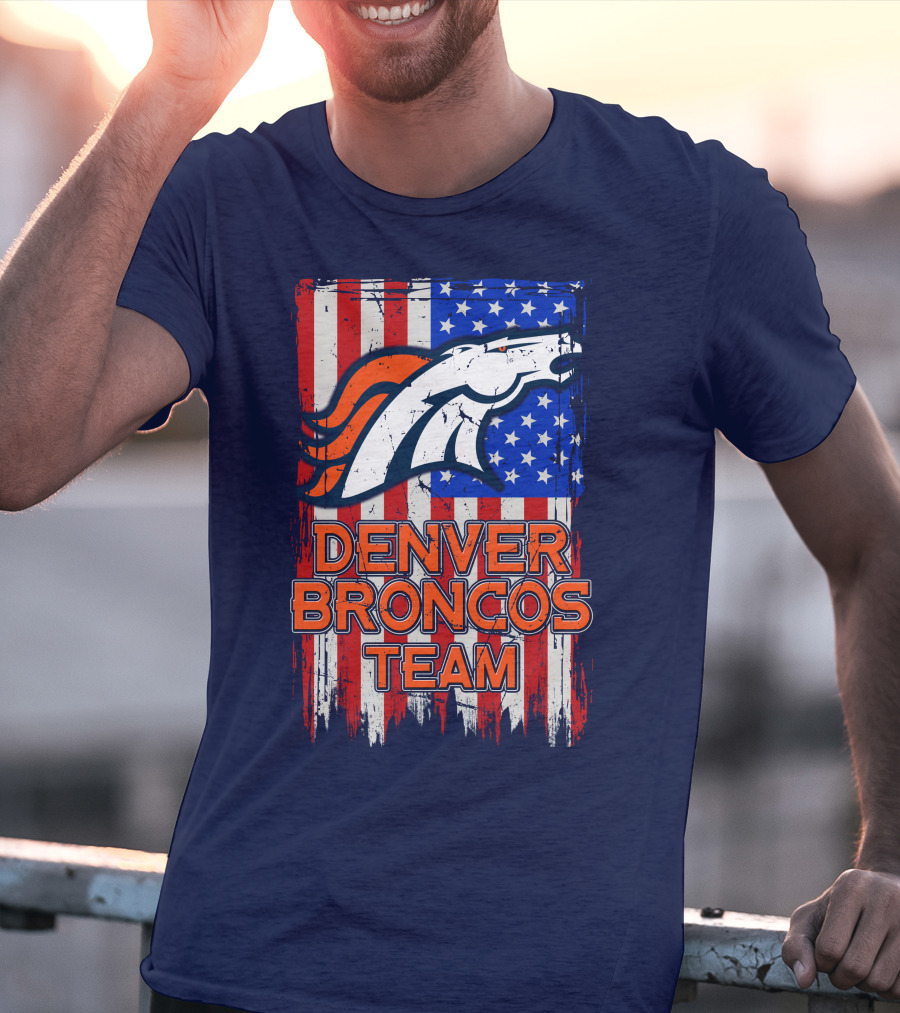 Denver Broncos Team American Flag T-Shirt