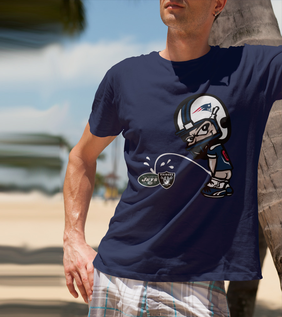 New England Patriots Jets Raiders Rivalry Cartoon T-Shirt