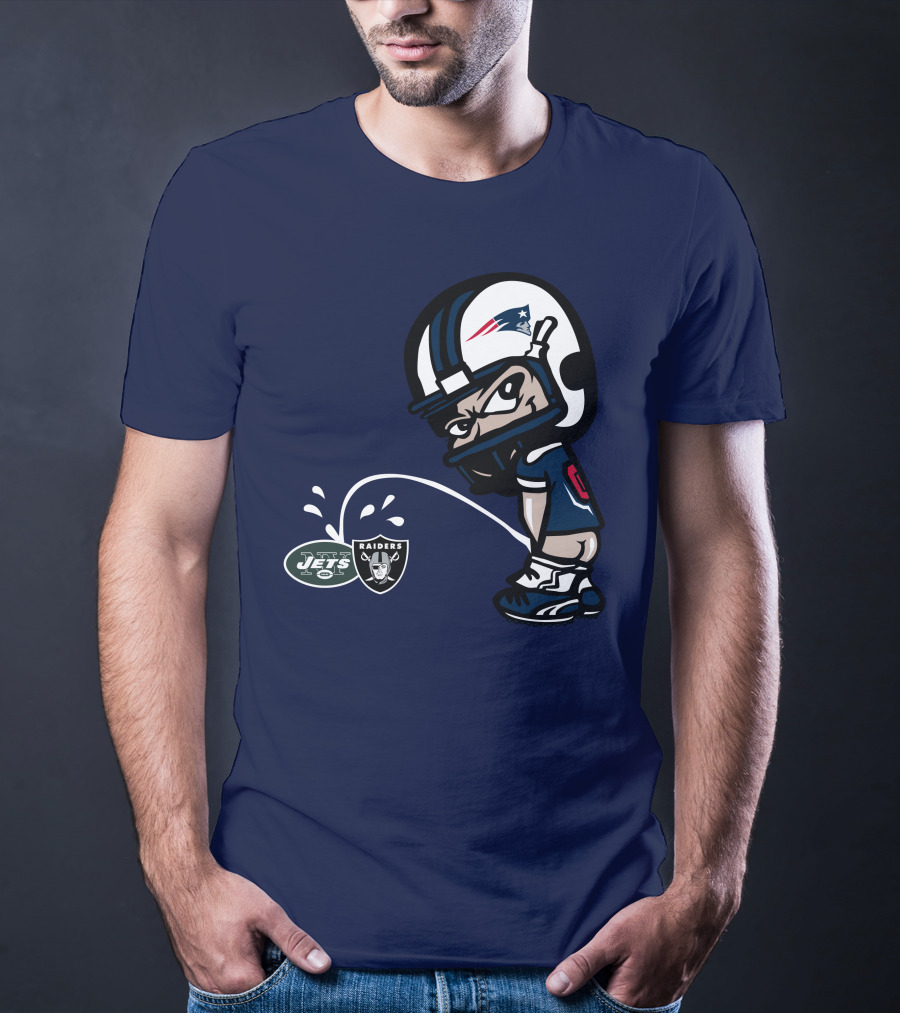 New England Patriots Jets Raiders Rivalry Cartoon T-Shirt