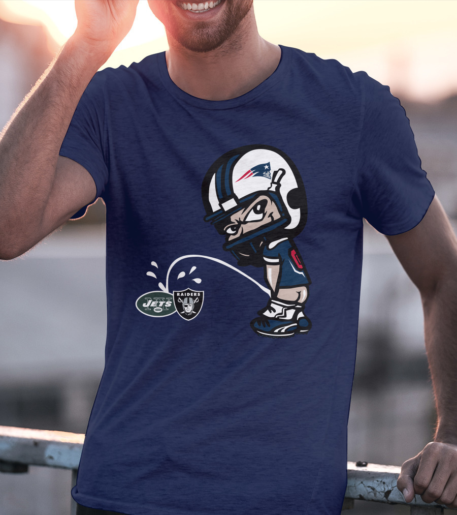 New England Patriots Jets Raiders Rivalry Cartoon T-Shirt