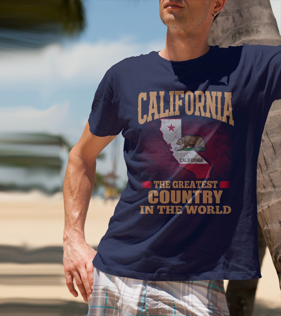 California The Greatest Country In The World Bear Flag Map T-Shirt