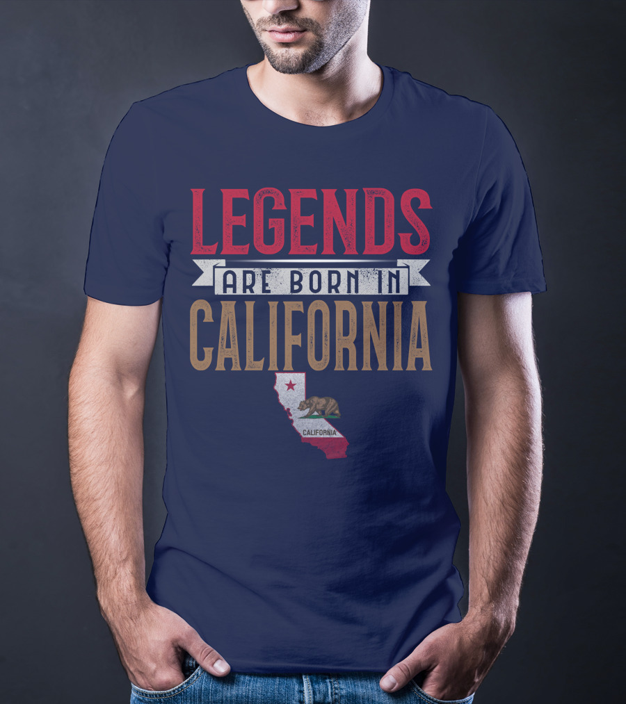 Legends Are Born In California State Flag Bear T-Shirt